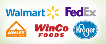 Walmart, FedEx, Ashley Furniture, WinCo & Kroger